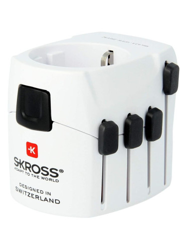 Адаптер SKROSS PRO Earthed 1103145, World, Бял