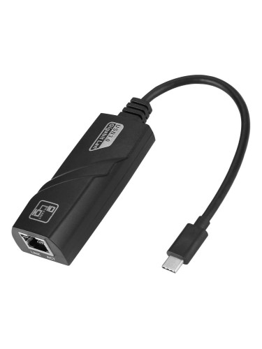 Мрежови адаптер Estillo 10/100/1000 Mbps, USB-C 3.1 към RJ45, Черен