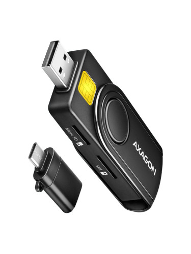 Axagon Compact travel USB-A + USB-C contact Smart / ID card and SD / m