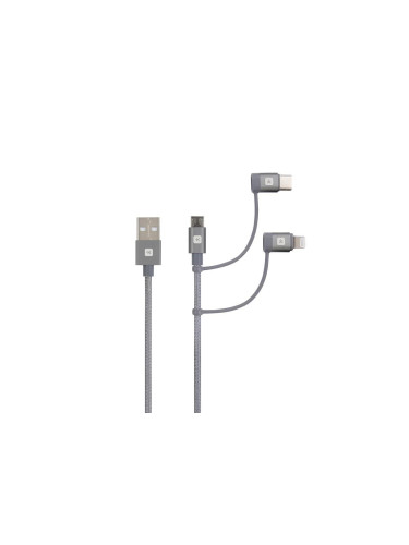 Кабел Skross 3 в 1, USB-A - USB-C/ Lightning/ Micro USB , Метална опле
