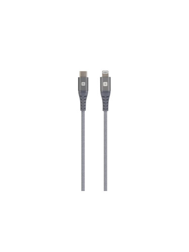 Кабел Skross, USB-C - Lightning, Метална оплетка, 1.20 м, Сив