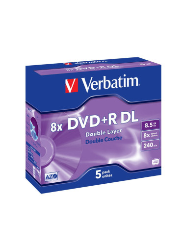 Медия Verbatim DVD+R DOUBLE LAYER 8.5GB 8X MATT SILVER SURFACE (5 PACK