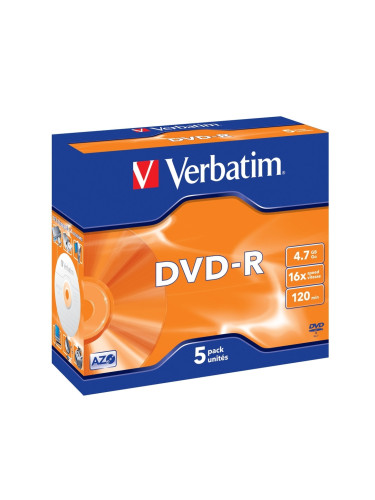 Медия Verbatim DVD-R AZO 4.7GB 16X MATT SILVER SURFACE (5 PACK)