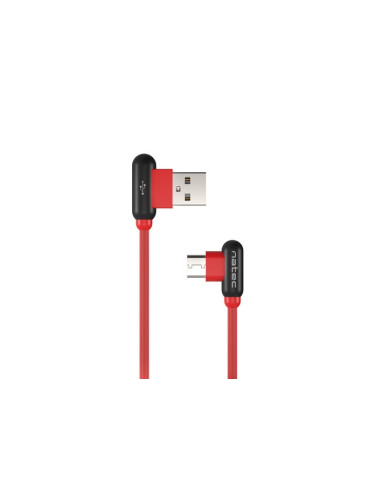 Кабел Natec USB-C(M) -> USB-A (M) 2.0 cable 1m. Angled left/right Red
