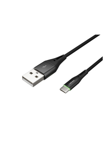 Кабел Natec USB-C(M) -> USB-A (M) 2.0 cable 1m. Black LED nylon