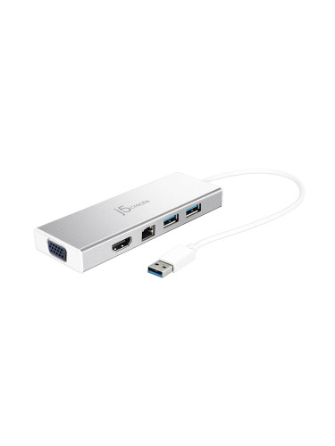 6-портов хъб j5create Mini Dock JUD380, USB 3.0, Gigabit Ethernet, HDM