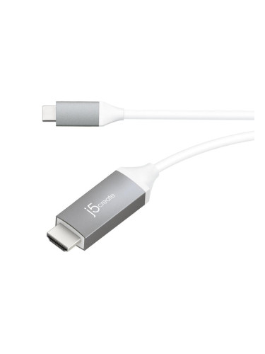 Кабел j5create JCC153G, USB-C мъжко - HDMI мъжко, 1.8 m, Бял
