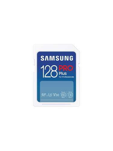 Карта памет Samsung PRO Plus, SD Card, 128GB, Бяла