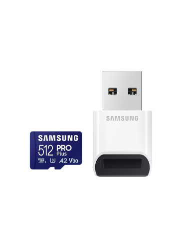 Карта памет Samsung PRO Plus, microSDXC, UHS-I, 512GB, Адаптер, USB че