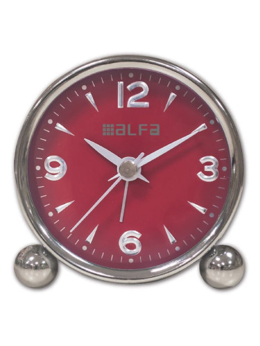 Часовник работен плот Alfaone аналогов метален мълчи-Хром-червено