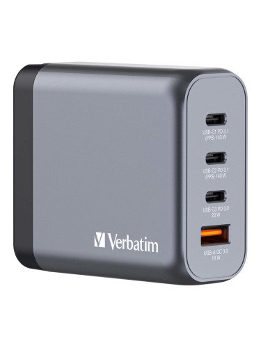 Зарядно устройство Verbatim GNC-140 GaN Charger 4 Port 140W USB A/C (E