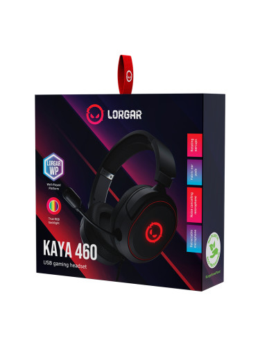 LORGAR Kaya 460, USB Gaming headset with microphone, CM108B, RGB backl