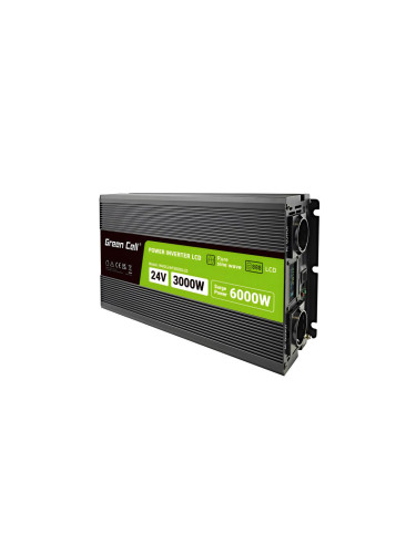 Инвертор GREEN CELL, 24/220V, DC/AC, 3000W/6000W, INVGCP3000LCD LCD 