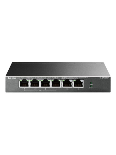 4-port 10/100Mbps Unmanaged PoE+ Switch with 2 10/100Mbps uplink ports