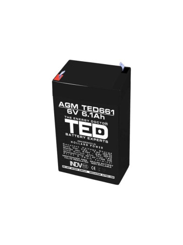 Оловна Батерия TED ELECTRIC, 6V, 6.1Ah, 70/ 47/ 100 mm, AGM