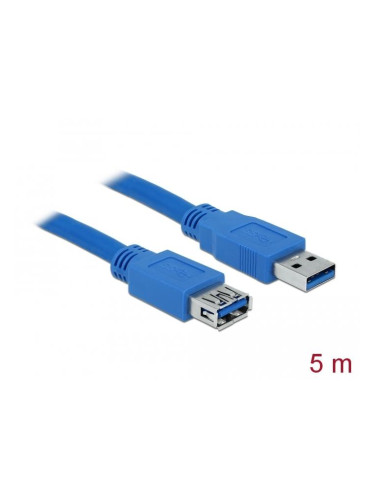 Удължителен кабел Delock USB-A мъжко - USB-А женско, 5 м, Екраниран, С