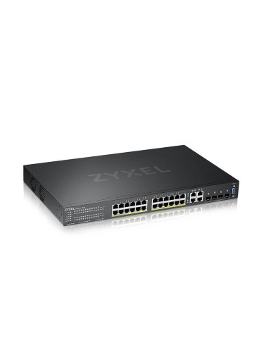 Суич ZyXEL GS-2220-28HP, 24 портов Layer2+, 24x Gigabit PoE + 4x Gigab