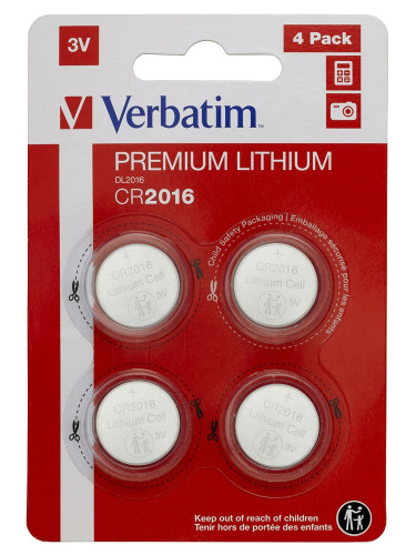 Батерия Verbatim LITHIUM BATTERY CR2016 3V 4 PACK