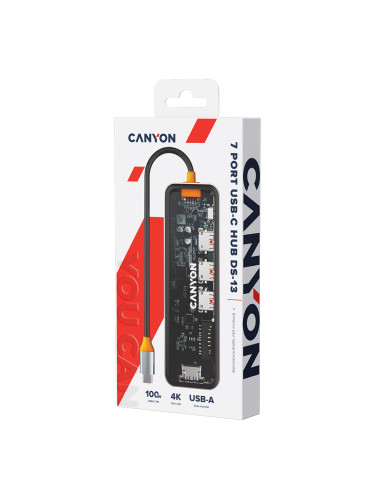 CANYON DS-13, USB-hub, Size: 137.9mm*42.7mm*15mm Weight: 167.5gCable l