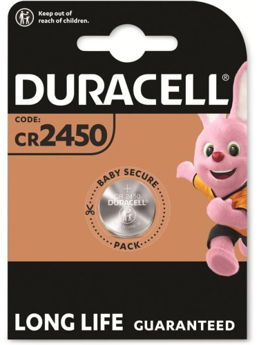 Бутонна батерия литиева DURACELL CR2450, 3V, 1 бр. в блистер, цена за