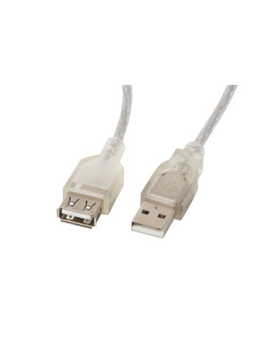 Кабел Lanberg extension cable USB 2.0 AM-AF, 1.8m, transparent ferrit