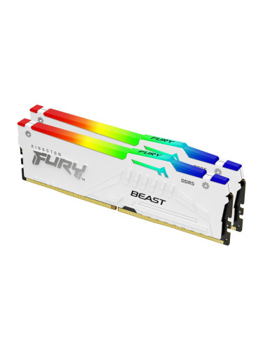 Памет Kingston FURY Beast White RGB 32GB (2x16GB) DDR5 6000MHz CL30 KF