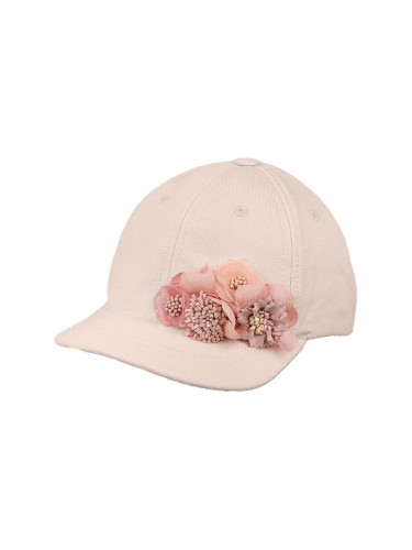 Детска памучна шапка с козирка Jamiks ODETTE в розово с апликация