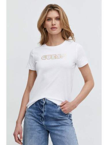 Памучна тениска Guess GLOSSY в бяло W4RI30 I3Z14