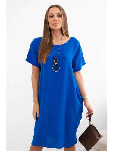 Dress with pockets and pendant cornflower blue