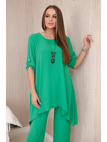Set of blouse + trousers with pendant light green color