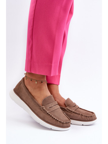 Кафяви велурени мокасини на платформа Sergio Leone SP012