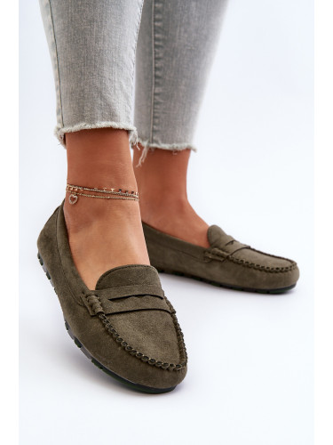 EVENTO Дамски велурени мокасини Тъмно бежова Раника