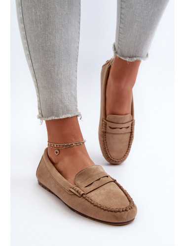 EVENTO Класически дамски велурени мокасини Тъмно бежови Glimris