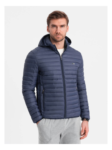 Ombre Men's quilted bagged jacket - navy blue