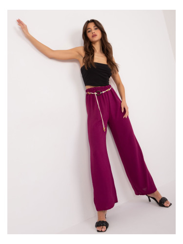 Dark purple fabric trousers with belt