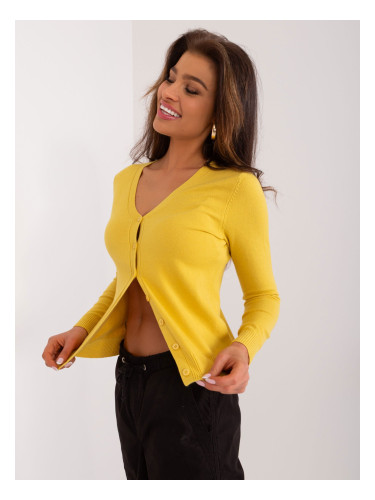 Yellow classic cardigan with a hint of viscose