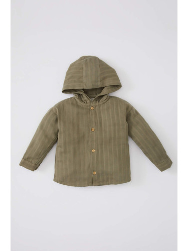 DEFACTO Baby Boy Hooded Textured Long Sleeve Shirt