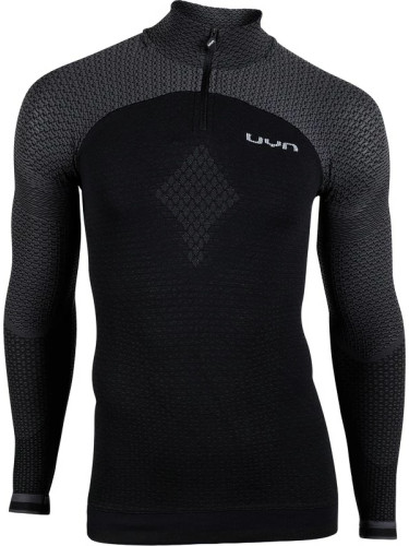 UYN Men's Running Alpha OW Shirt LS Zip Up - Black-Grey, S