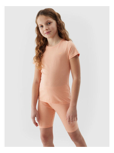 Girls' smooth T-shirt 4F - powder coral
