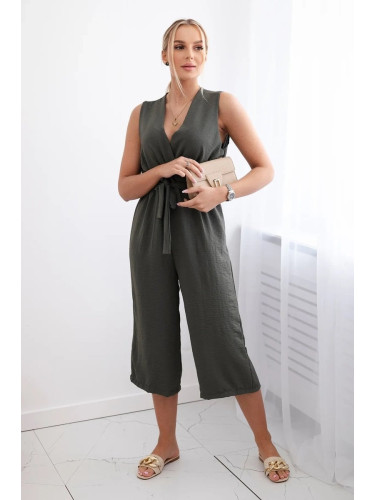 Jumpsuit with ties at the waist with khaki straps