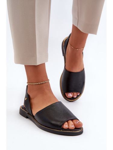 Zazoo Кожени сандали с приплъзване Черни Alivia