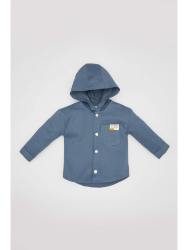 DEFACTO Baby Boy Gabardine Long Sleeve Hooded Shirt