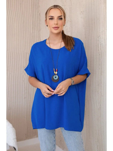 Oversized blouse with pendant cornflower blue