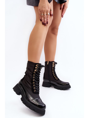 Boto Дамски изолирани работни ботуши с плосък ток Черни Saranema