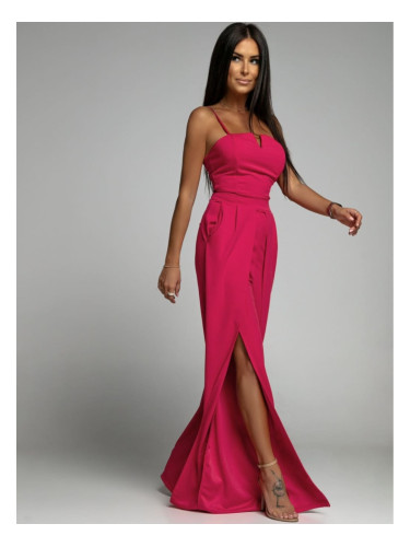 Elegant fuchsia jumpsuit with straps and slits