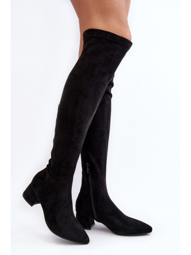 Women's over-the-knee boots with low heels black Maidna