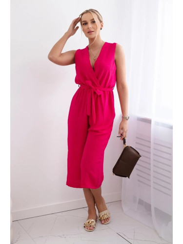 Jumpsuit with a tie at the waist with fuchsia straps