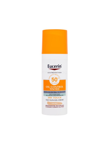 Eucerin Sun Oil Control Tinted Dry Touch Sun Gel-Cream SPF50+ Слънцезащитен продукт за лице 50 ml Нюанс Light