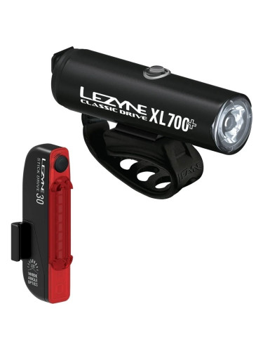 Lezyne Classic Drive XL 700+/Stick Drive Pair Satin Black/Black Front 700 lm / Rear 30 lm Заден-Отпред  Велосипедна лампа