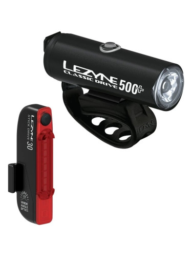 Lezyne Classic Drive 500+/Stick Drive Pair Satin Black Front 500 lm / Rear 30 lm Заден-Отпред  Велосипедна лампа